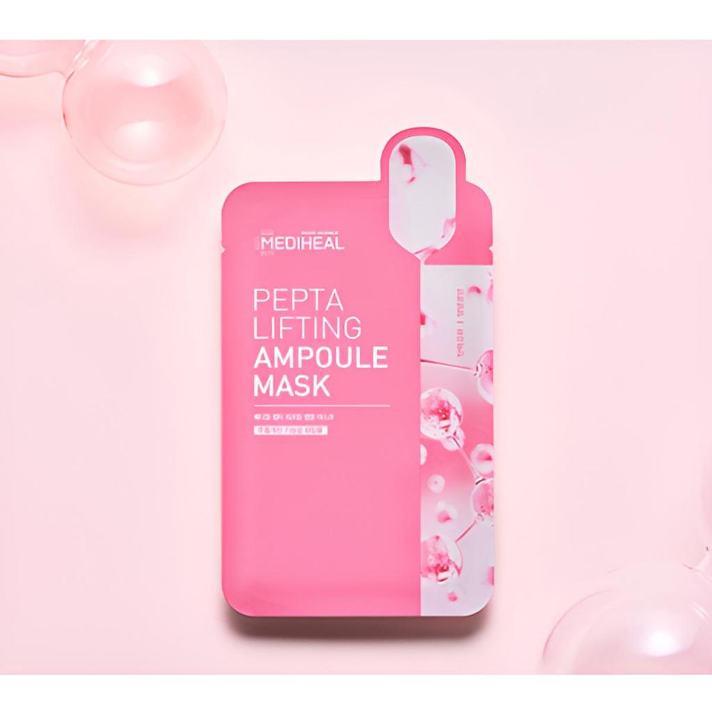 Mediheal Double Calming Water Mask 10 Sheets+ Hyalu Moist Essence Mask 10 Sheets + Pepta Lifting Ampoule Mask 10 Sheets (Total 30 Sheets), 1Set