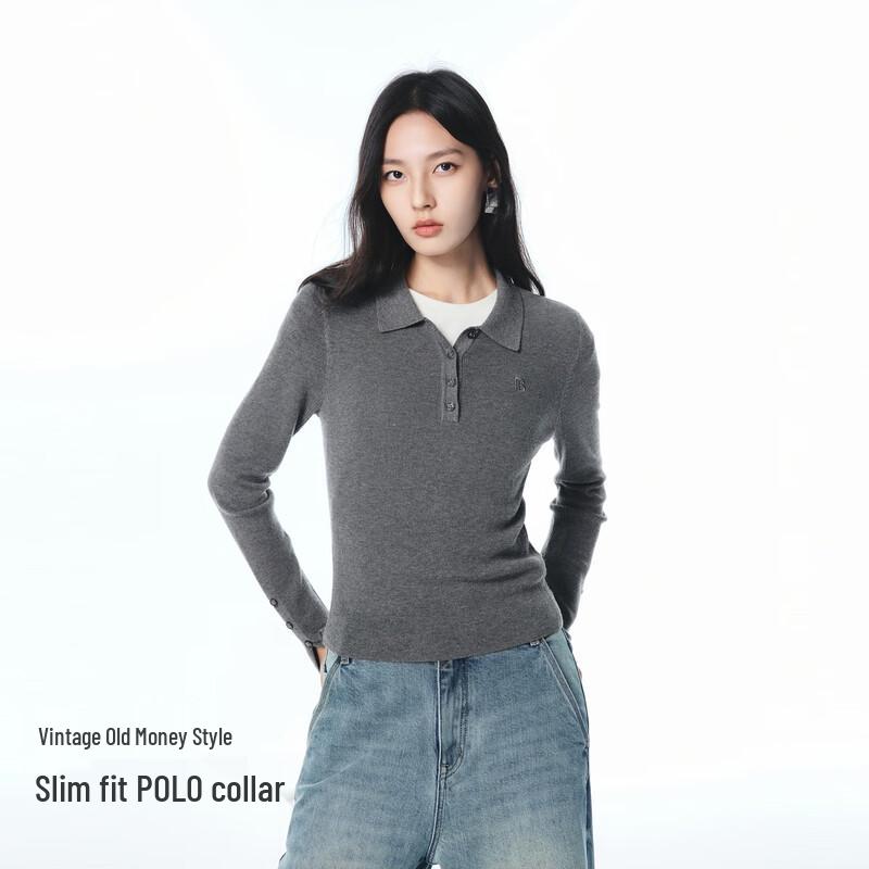 PEACEBIRD Women's Lapel Knit Pullover Sweater