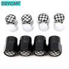DSYCAR 4 Pcs/Set Car Aluminium Alloy/Copper Black with White Car Tire Valve Caps Wheel Tires Tire Stem Air Cap Airtight Covers Stem Caps1