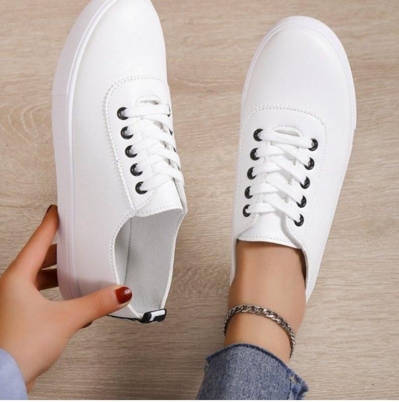 Mode Nouveaux Mocassins d'Automne pour Femmes Bout Rond Chaussures à Lacets pour Femmes Antidérapantes Extérieur Décontracté Mocassins Plateforme Robe Toile Blanc Cassé Chaussures