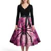 Women's Casual And Fashionable V-neck Long-sleeved Halloween Printed Dress