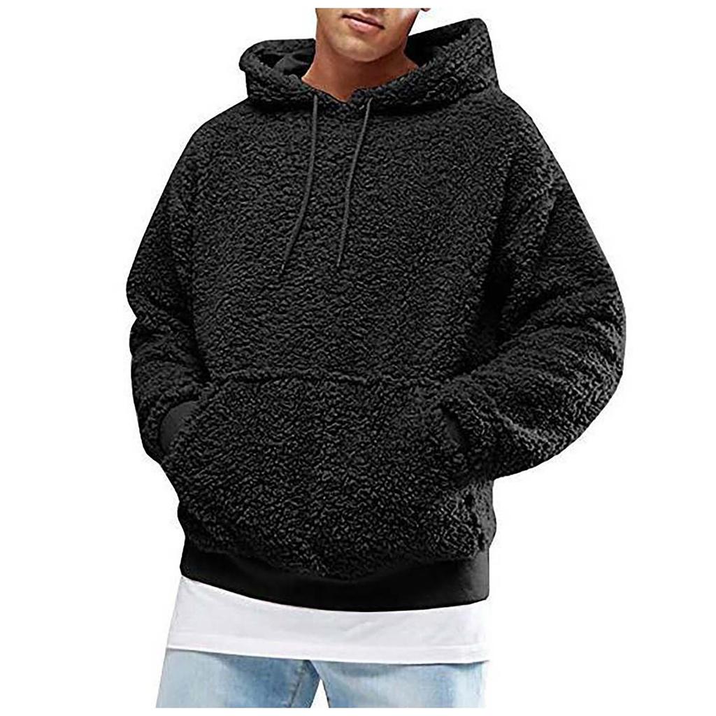 Męska bluza z kapturem z długim rękawem Bluza z pluszową bluzą z kapturem