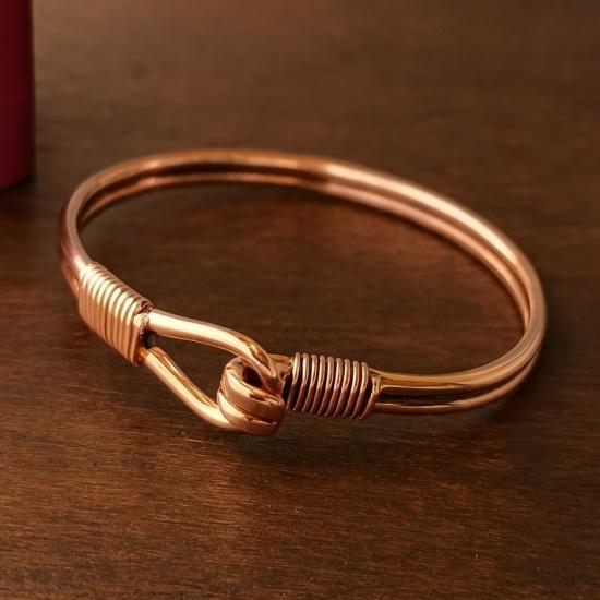 Handmade Copper Bracelet, Adjustable Hook and Eye Clasp, Minimalist Jewelry for Women