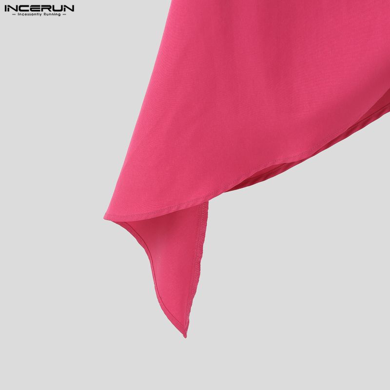 INCERUN Spring Men Lapel Neck Long Sleeve Irregular Twisted Casual Shirts Tops