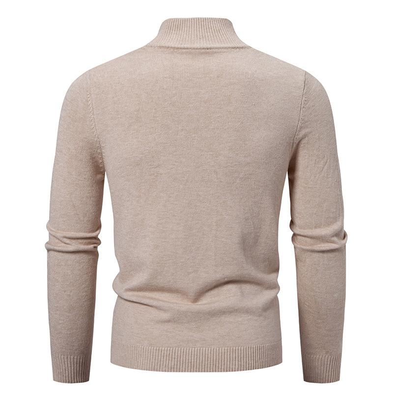 Men S Stand Collar Zip Up Loose Knitted Cardigan Solid Color Autumn