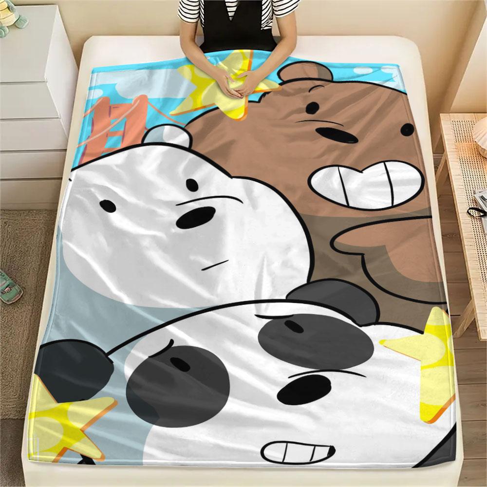 1PC We Bare Bears Patterned Flannel Blanket Suitable For All Seasons for Home Decor Warmth and Comfort Gifts Holiday Present