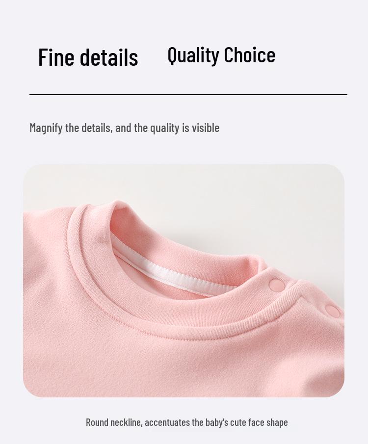 High-Waisted Baby Plush Long Johns Set - Warm Autumn/Winter Underwear for Boys & Girls