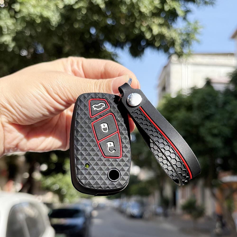 Schlüsselanhänger Schutzhülle Passend für Fiat Panda Dot Grande Punto Linea Stilo Streetka Fahrzeuge Bravo Silikon Auto Smart Key Fob Hülle Halterung