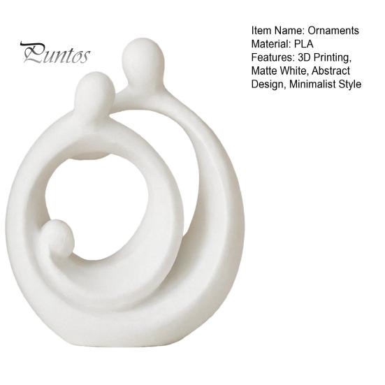 High-end Art Furnishings 3D Printed Abstract Holy Family Statue, Minimalist White Circular Embracing Sculpture, Modern TV Cabinet Ornaments Aesthetic