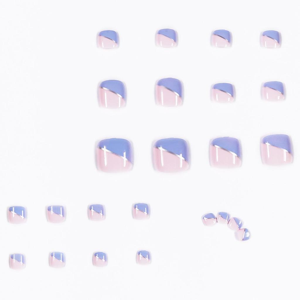 Letnie francuskie noszone sztuczne naklejki na paznokcie u stóp