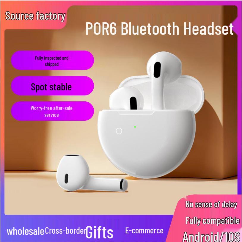 Pro6 Wireless Sports Earbuds: Long Battery, Smart Noise Cancellation, Semi-in-Ear Design.