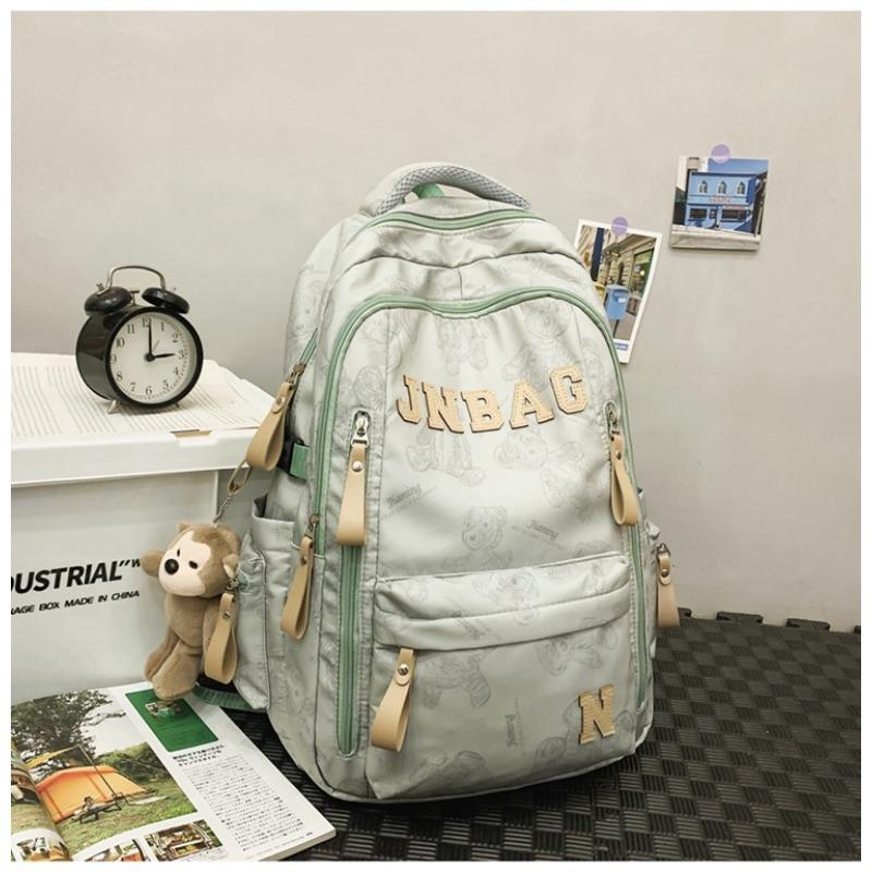 Wind bear schoolbag female junior high school student large capacity backpack college student cool light backpack