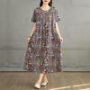 New Summer Vintage Plus Size Women Dress Long Oversized Casual Loose O Neck Basic