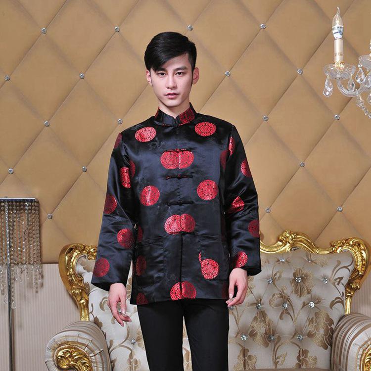 Chinese Style Tang Suit for Couples - Men's & Women's Spring/Autumn Long Sleeve Celebration Coat for Middle-Aged & Elderly