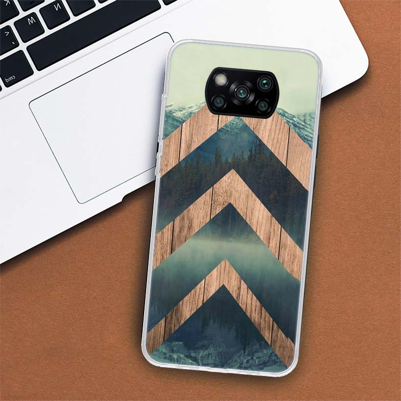 Lesní Geometrie Dřevo Příroda Pouzdro na Telefon Pro Xiaomi Poco X3 GT X4 NFC M4 Pro M3 M2 F3 F2 F1 Mi Note 10 A3 A2 Lite A1 CC9E Fundas