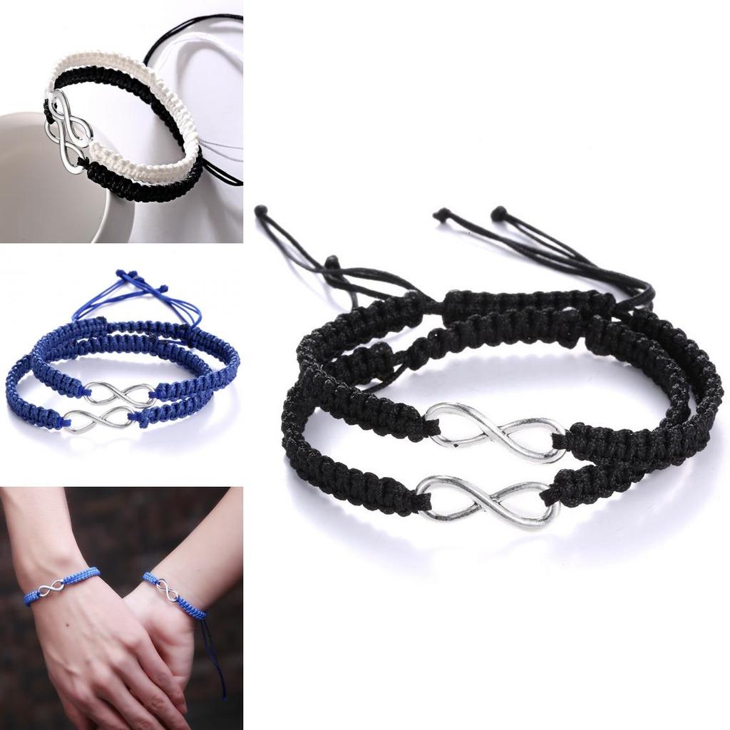 Handgjorda oändlighetssymbolarmband med justerbar flätad design för par och som present