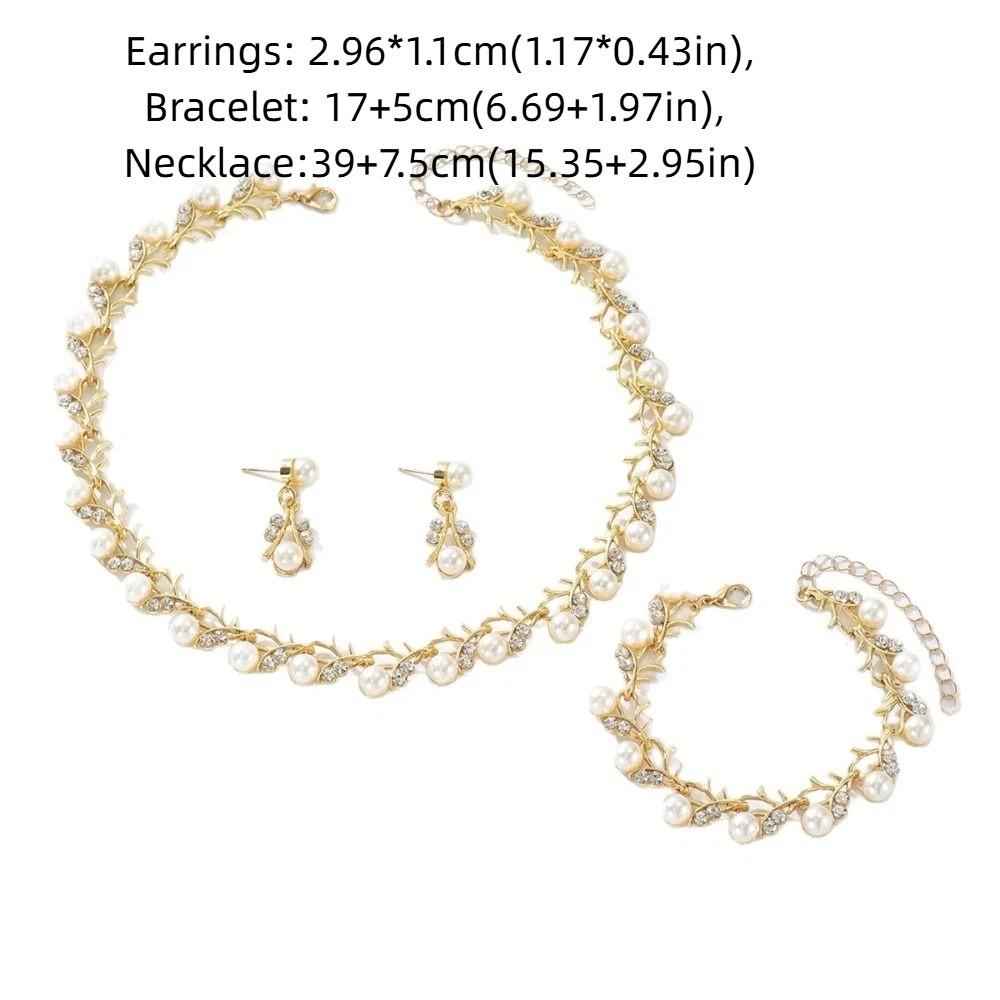 4Pcs Zinc Zinc Alloy Pearl Jewelry Set Bohemian Style Women Jewelry Suit Necklace Earrings Bracelet Set Women