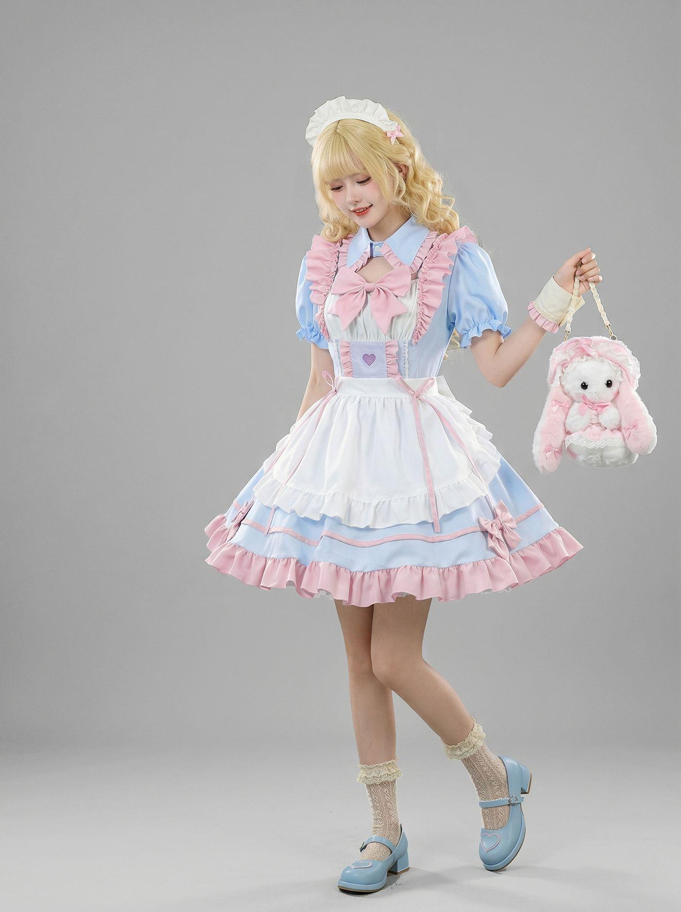 

Soft Girl Cafe Anime Lolita Maid Dress M небесно-голубой