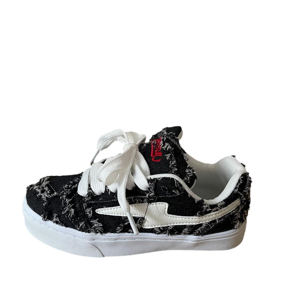 Ins Style Niche Retro Contrasting Denim Training Shoes Chic Couple Lightweight Casual Sports Skateboard