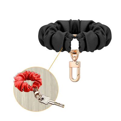 Sleek Keychain Adornment With Adjustable Wristband Leather Scrunchie Keychain Elastic Wrist Strap For Women