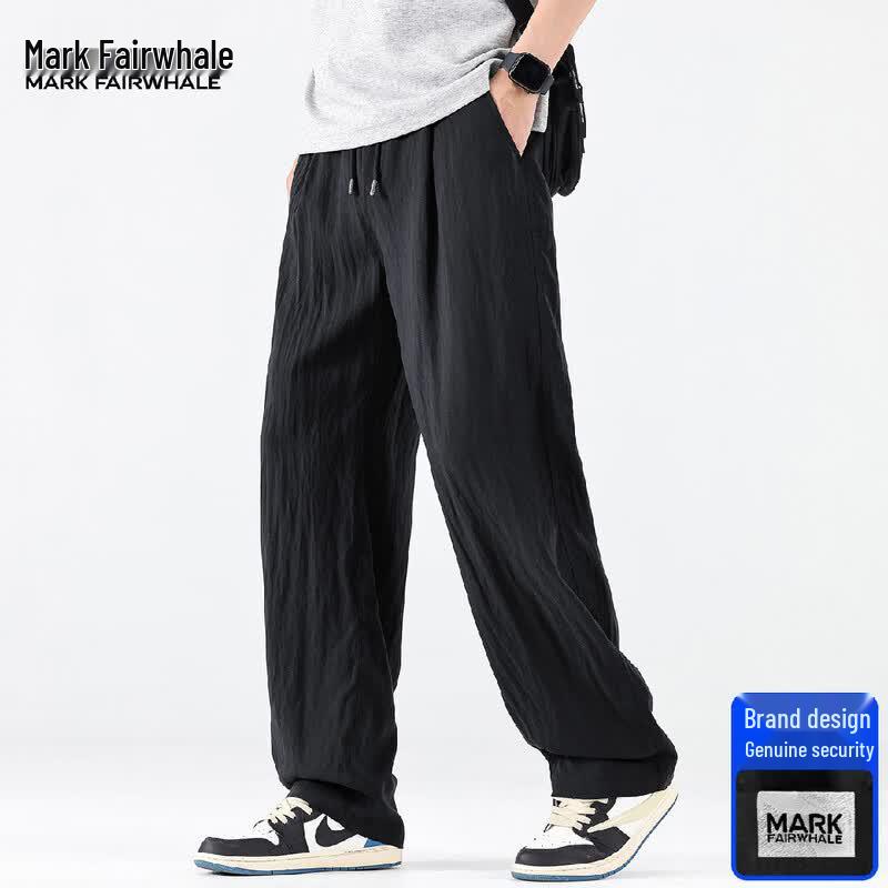 Mark Fairwhale Men's Lyocell Linen Straight Wide-leg Casual Pants