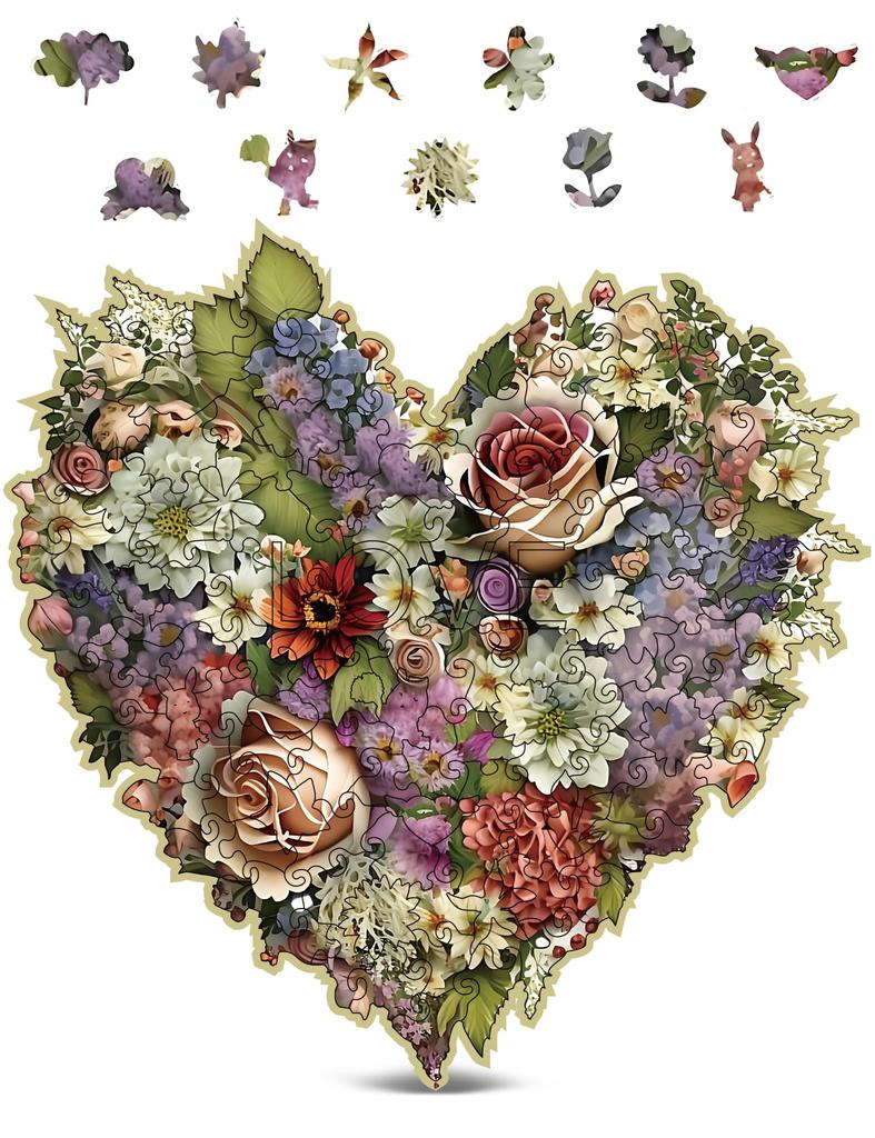 CRAFTHUB Wooden Jigsaw Puzzle Blooming Heart Puzzle Fun Wooden Puzzle for Adults and Kids Unique Tree Family Adult Birthday Gift for Women and 127 A3