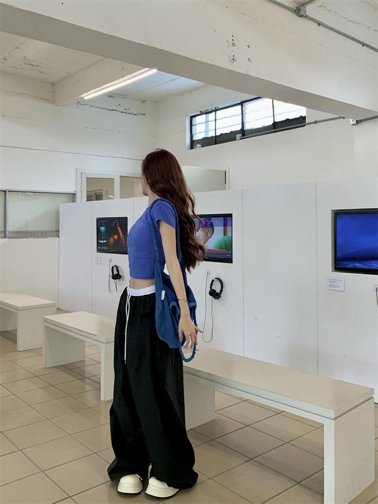 Women's Color Block Wide Leg Elastic Waist Quick-Dry Pants - Spring/Summer 2025, Loose Fit, Yamamoto Style