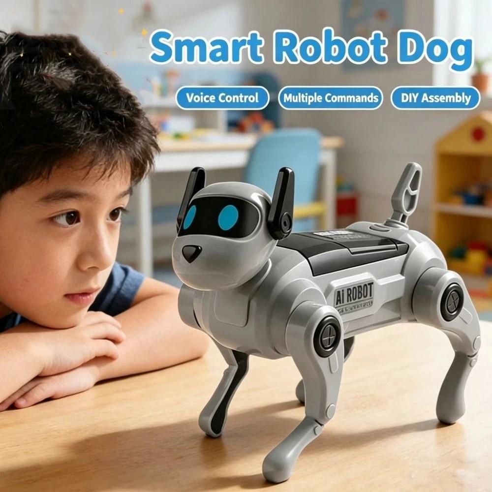 Voice Control Intelligent Mechanical Dog Walking Function DIY Assembled Dog Toys Birthday Gifts