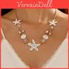 Geometric Starfish Pendant Necklace With Electroplated Alloy Chain For Women And Men