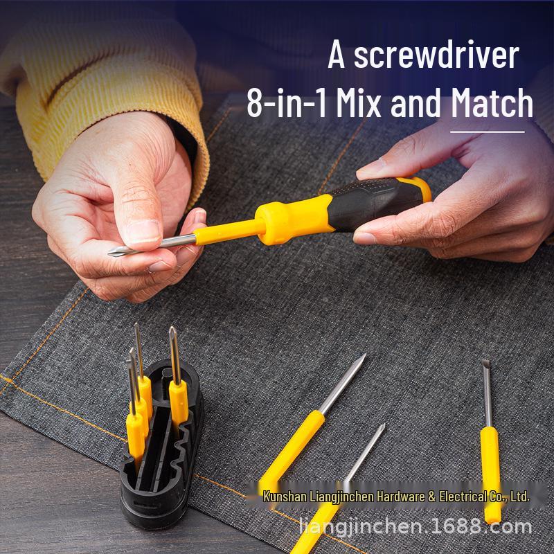 Deli Tools DL636009 9-Piece Multi-Functional Magnetic Screwdriver Set with Replaceable Heads for Household Repair Replaceable Head 9-Piece Set
