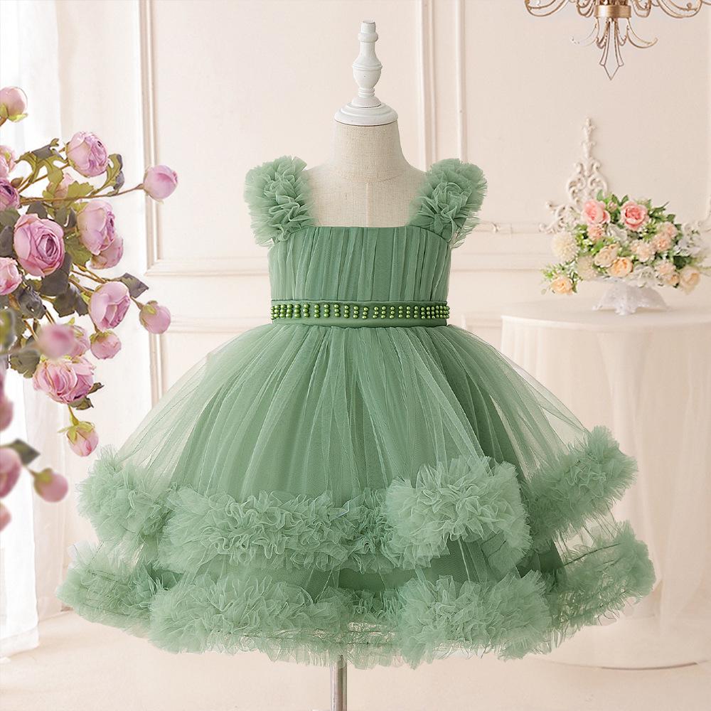 Girls' Satin Patchwork Gradient Princess Dress for Formal Events and Fashion Shows