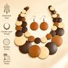 Double Layer Wooden Beaded Necklace Exaggeration Beaded Jewelry Pendant Necklace  Beach Vacation