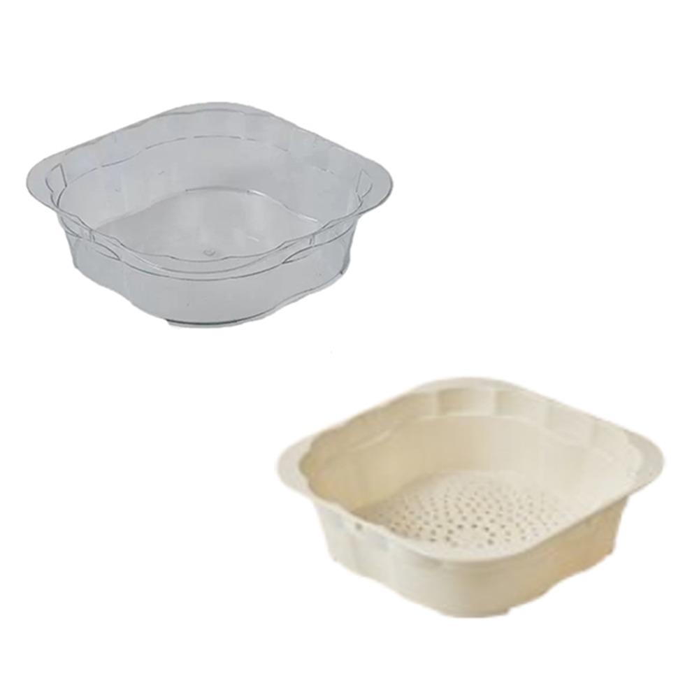 

2/5Pcs Space-Saving Vegetable Washing Basin Square Multilayer Washing Bowl Living Room White-Double Layers