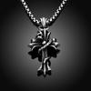 Rockyu Popular Brand Cross Necklace for Men, Stainless Steel, Antique Cross Pendant with Snake and Black Cross and Skull Design