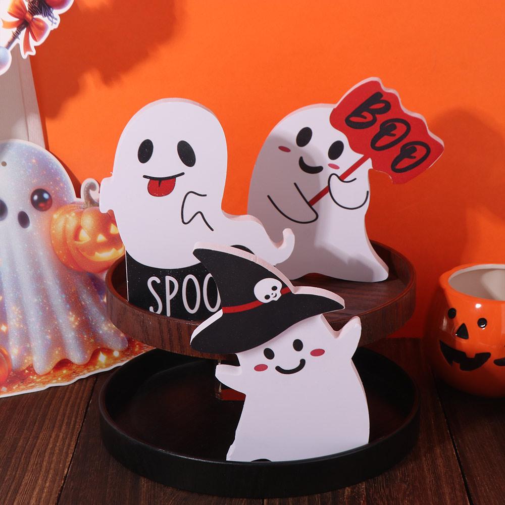 3Pcs/Set Creative Halloween Tiered Tray Decorations Cartoon Halloween Ghost Decor  Desk Decor