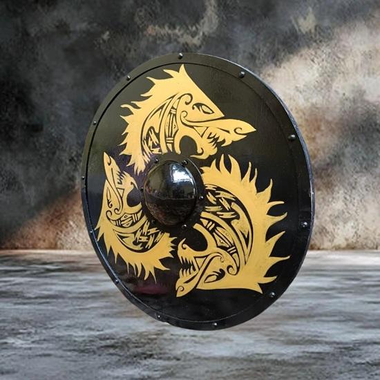 60.96 cm Black Wooden Viking Shield Warrior Shield Ancient War Round Shield Best Gift Decorative