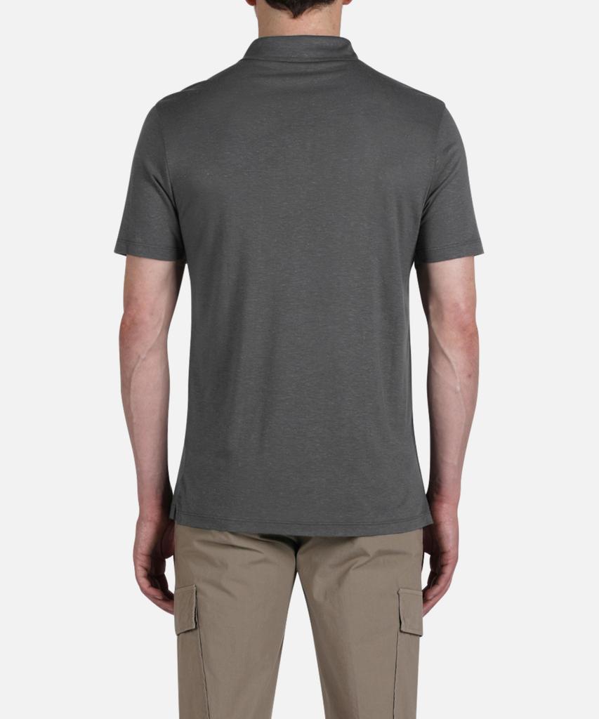 PANICALE Charcoal Striped Short Sleeve Polo Shirt