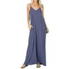 European and American Women's Clothing Solid Color Loose Pocket Long Dress, Vest Dress, Sexy Suspender Skirt