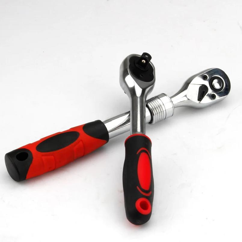 High Torque 72 Teeth Swivel Ratchet Wrench - 1/4", 3/8", 1/2" Drive Steel Socket Wrench with Quick Release