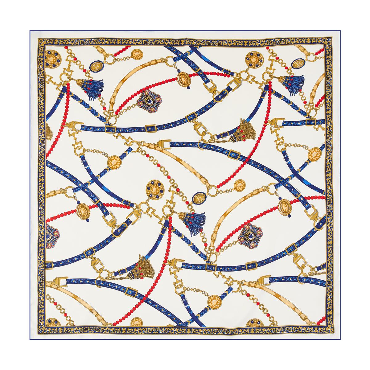 

90cm Belt Chain Twill Silk Scarf Square Shawl Women Luxury Brand Hijab Scarf Bandana Handmade Curled Foulard Head Scarves