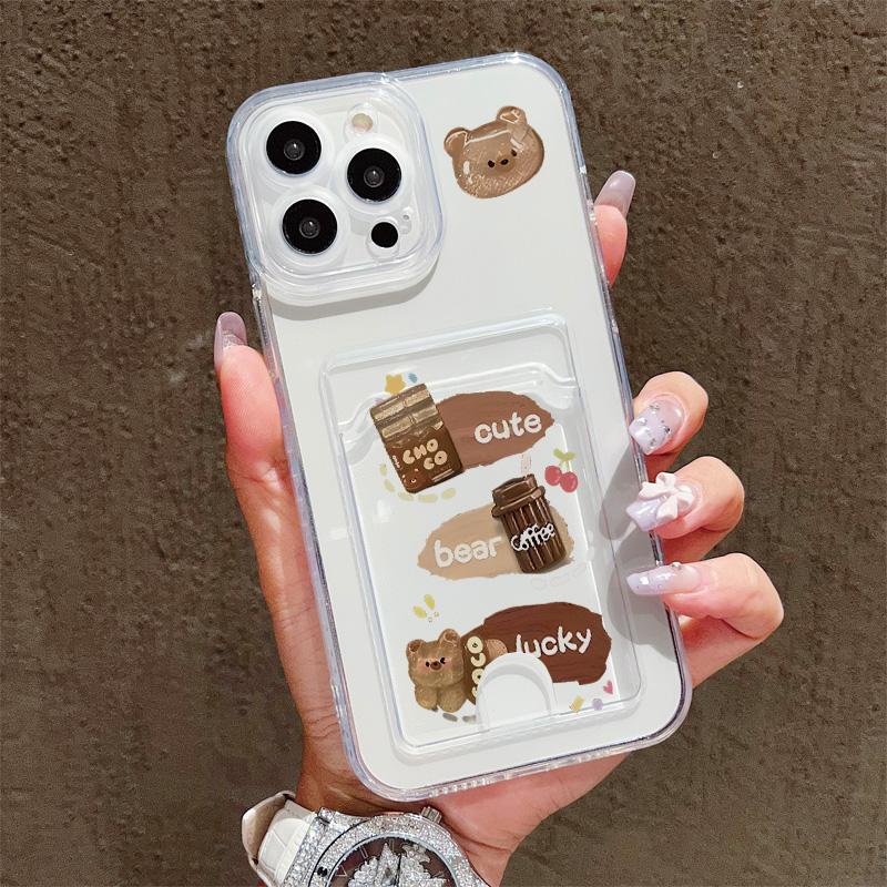 Card Slot Holder Silicone Wallet Pocket Case For Samsung A54 A24 Infinix Note 30 Xiaomi Redmi Note 14 13 12 iPhone 13 14 16 Cover Clear Phone Bumper