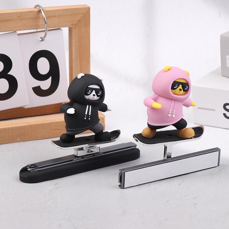 1Pc Cartoon Cute Doll Center Console Moving Bear Auto Interior Decoration Car Automatic Sliding Skateboard Bear Ornaments