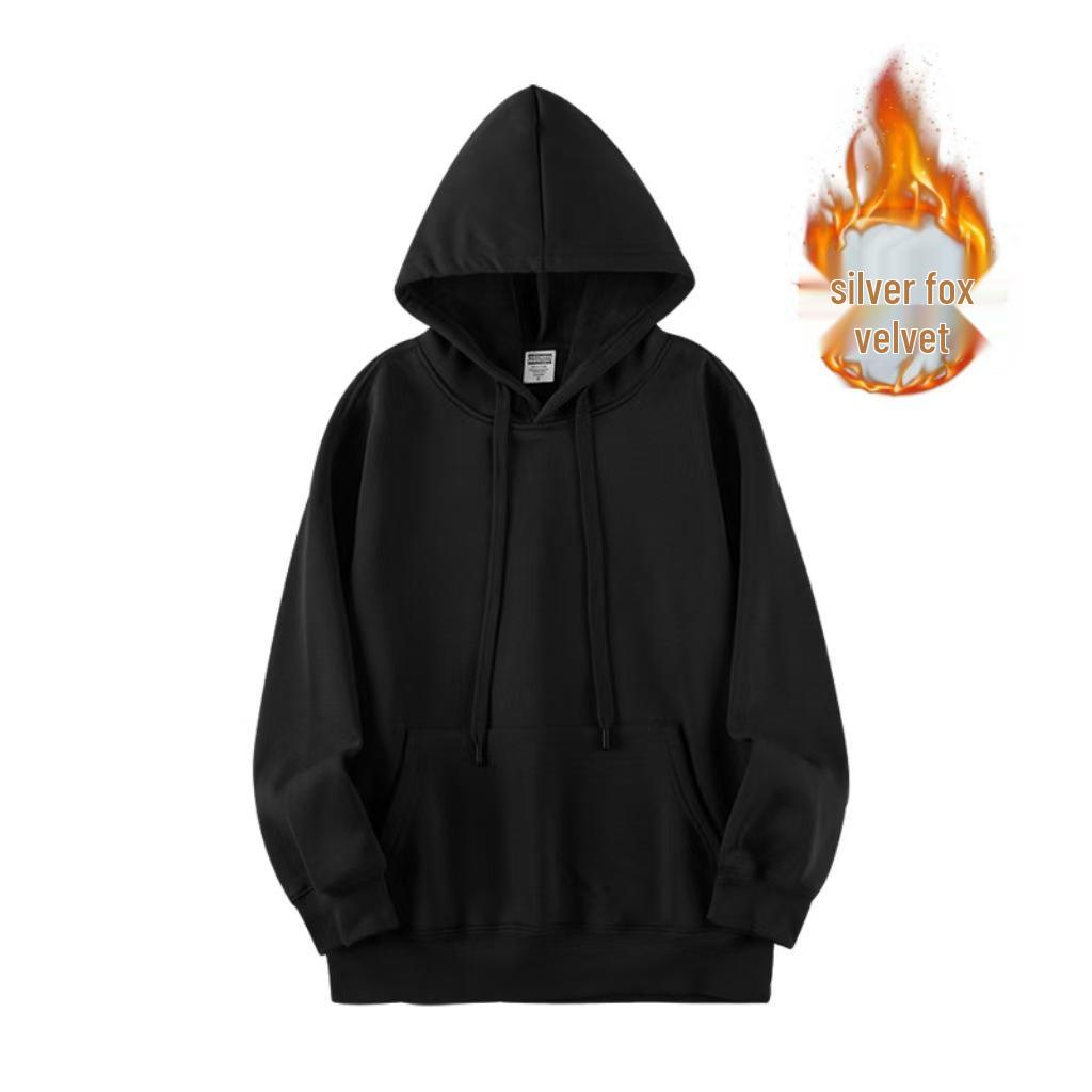 Unisex Retro Japanese Earth-Tone Fleece-Lined Heavyweight Hoodie