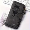 The black stripe cat pattern women's long wallet, multi-function portable snap wallet, is the perfect birthday gift for cat lovers.