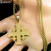 Christian Jerusalem Cross Pendant Necklace For Men Stainless Steel Bible Verse Lord's Prayer Chain Religious Jewelry Collar