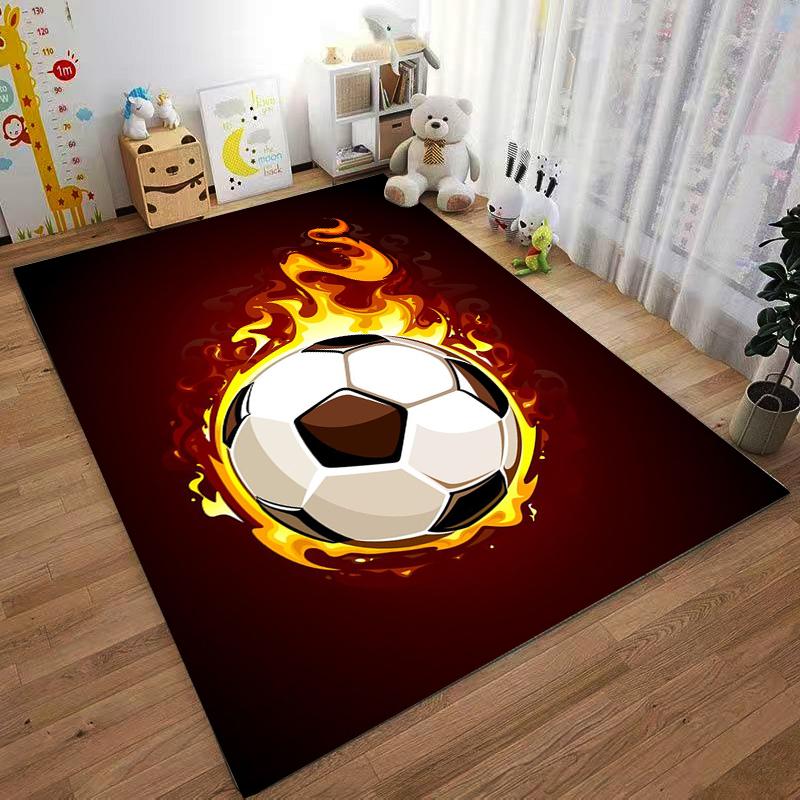 Fiery Soccer Ball Printed Carpet for Bedroom and Living Room Decor Suitable for Use As an Anti-slip for Living Room Bedroom Sofas