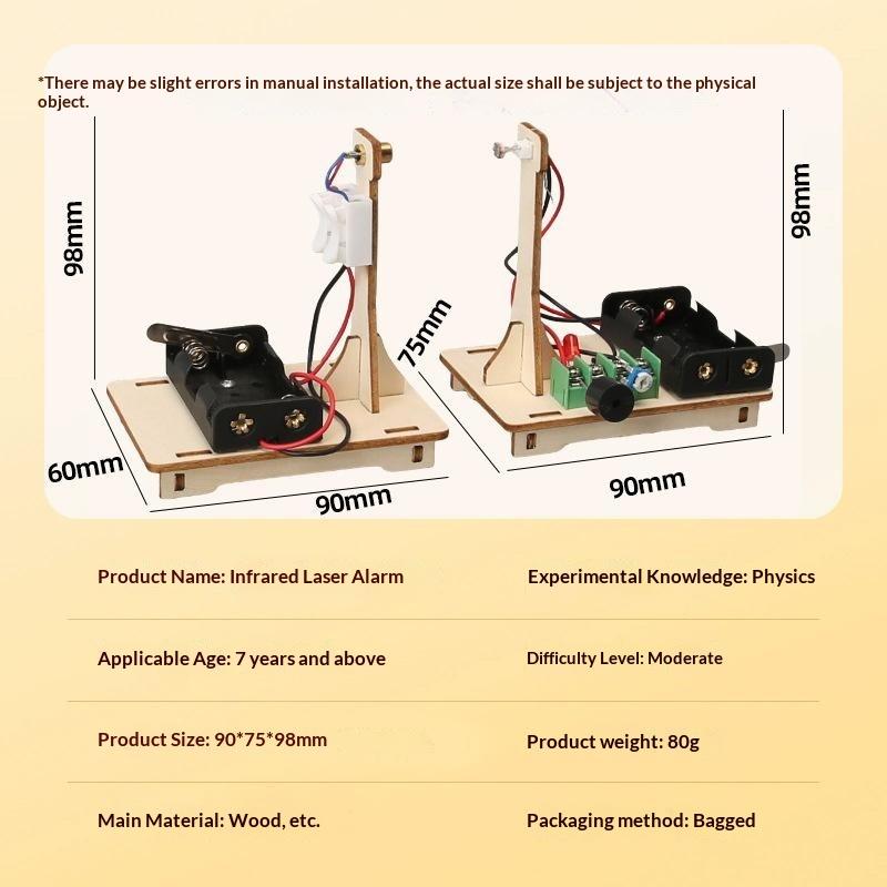 1 Set DIY Infrared Laser Alarm Teaching Model Light-Controlled Trigger STEM Toy for Student Physics Science Experiment