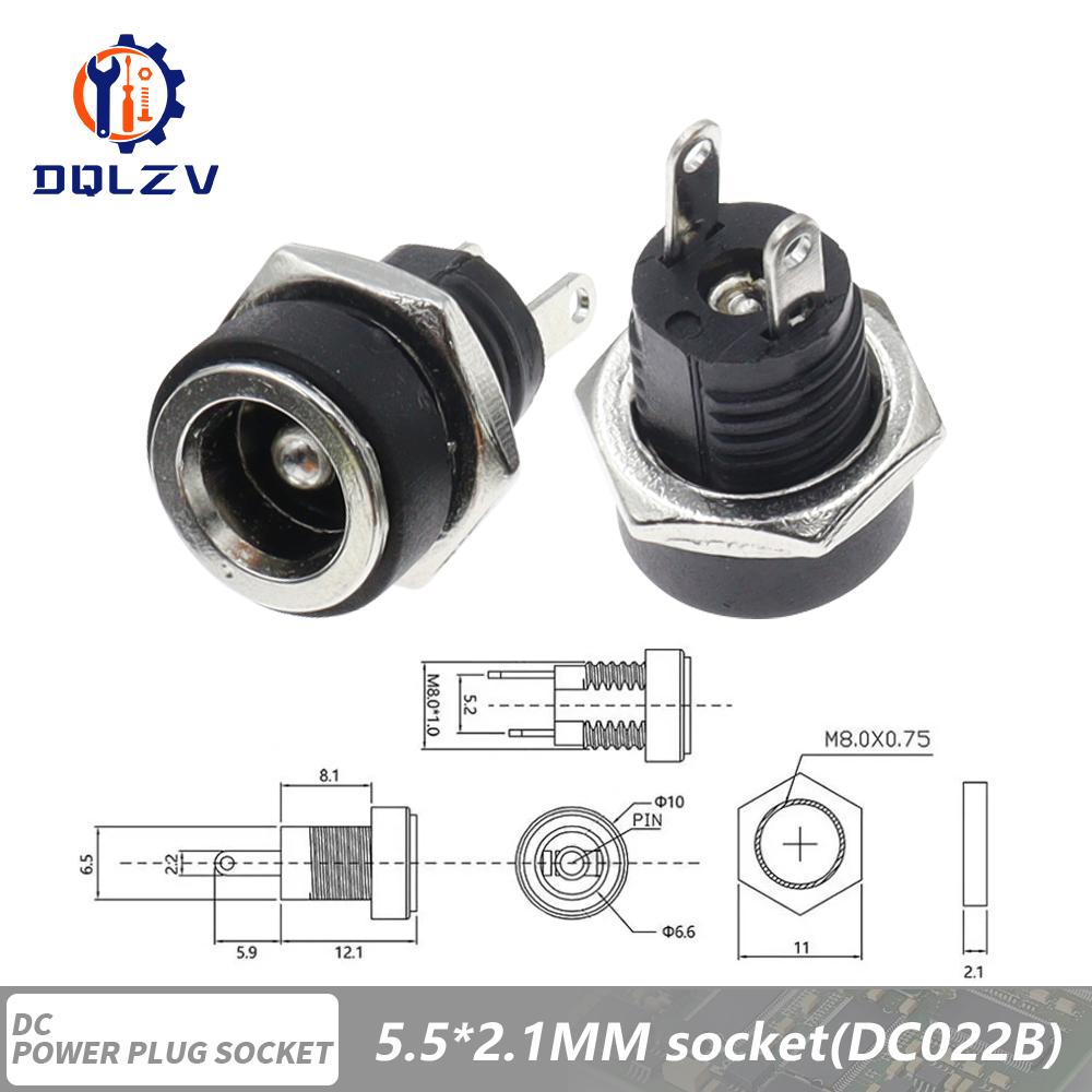 DC Connectors 5.5x2.1mm 3.5x1.3mm DC Power Female Jack Socket Nut Panel Mount DC Power Adapter Connector DC-099/005/022B/25M