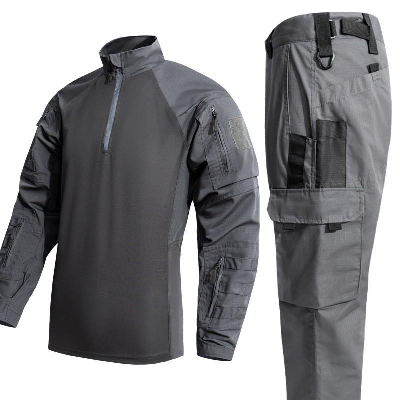 Herren Taktisches Trainings Camo Uniform Set Outdoor Jagd Trekking Schnelltrocknend Atmungsaktiv Kampfstil Hemd Hose