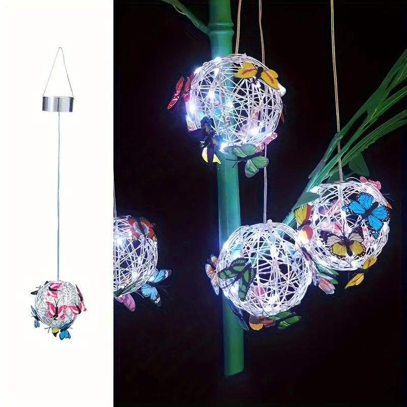 1 Piece Colorful Butterfly Solar Globe Light Outdoor Patio Garden Decorative Hanging Tree Lights Holiday Mood Lighting